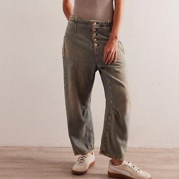 Free People We The Free Osaka Mid Rise Barrel Womens Jeans, Waist 28